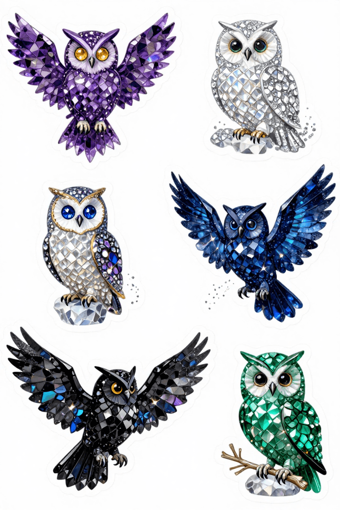 Gemstone  Owl Stickers Printables