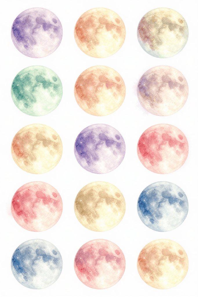 Pastel Moon Stickers Printable