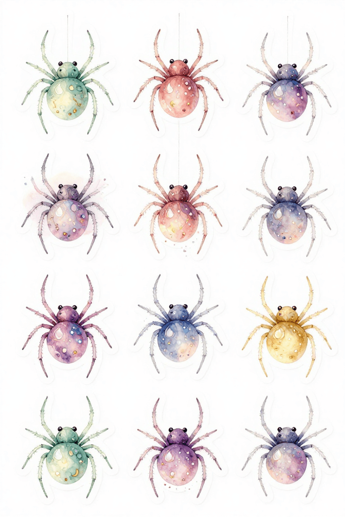 Pastel Spider Stickers Printable