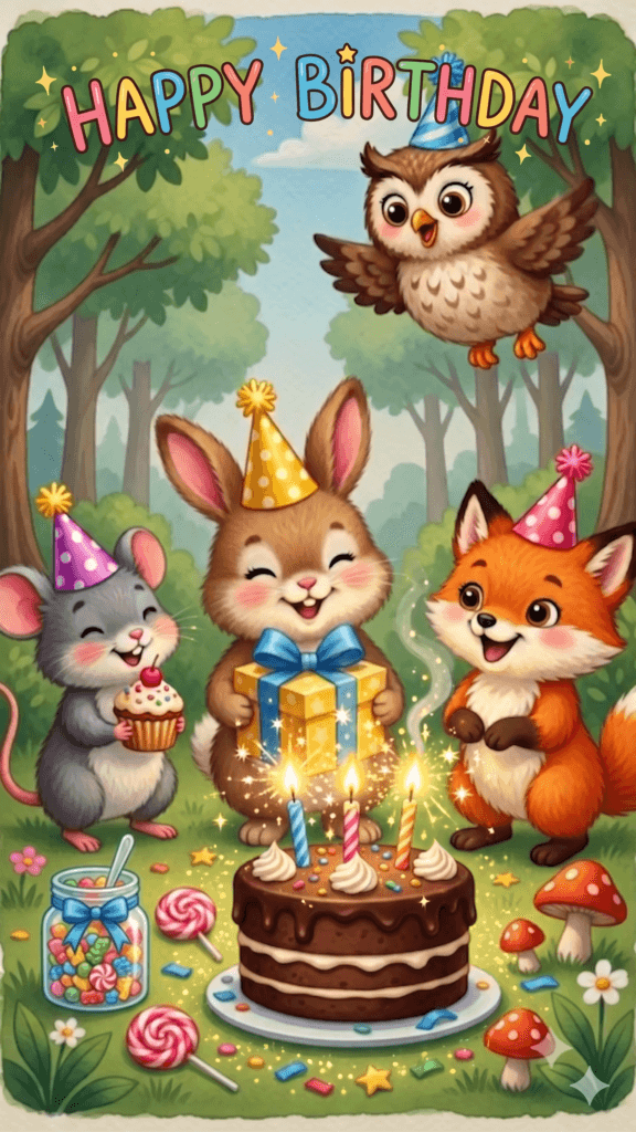 Woodland Animal Birthday Party Ecard