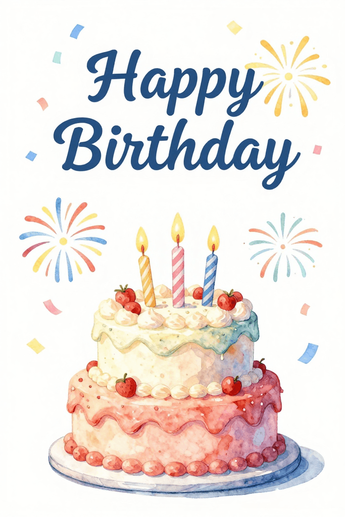 Happy Birthday Cake And Fireworks Ecard