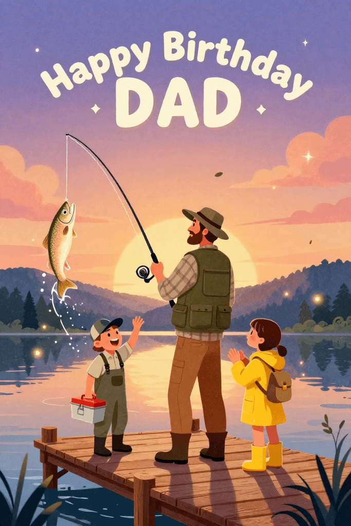 Happy Birthday Dad Fishing Ecard