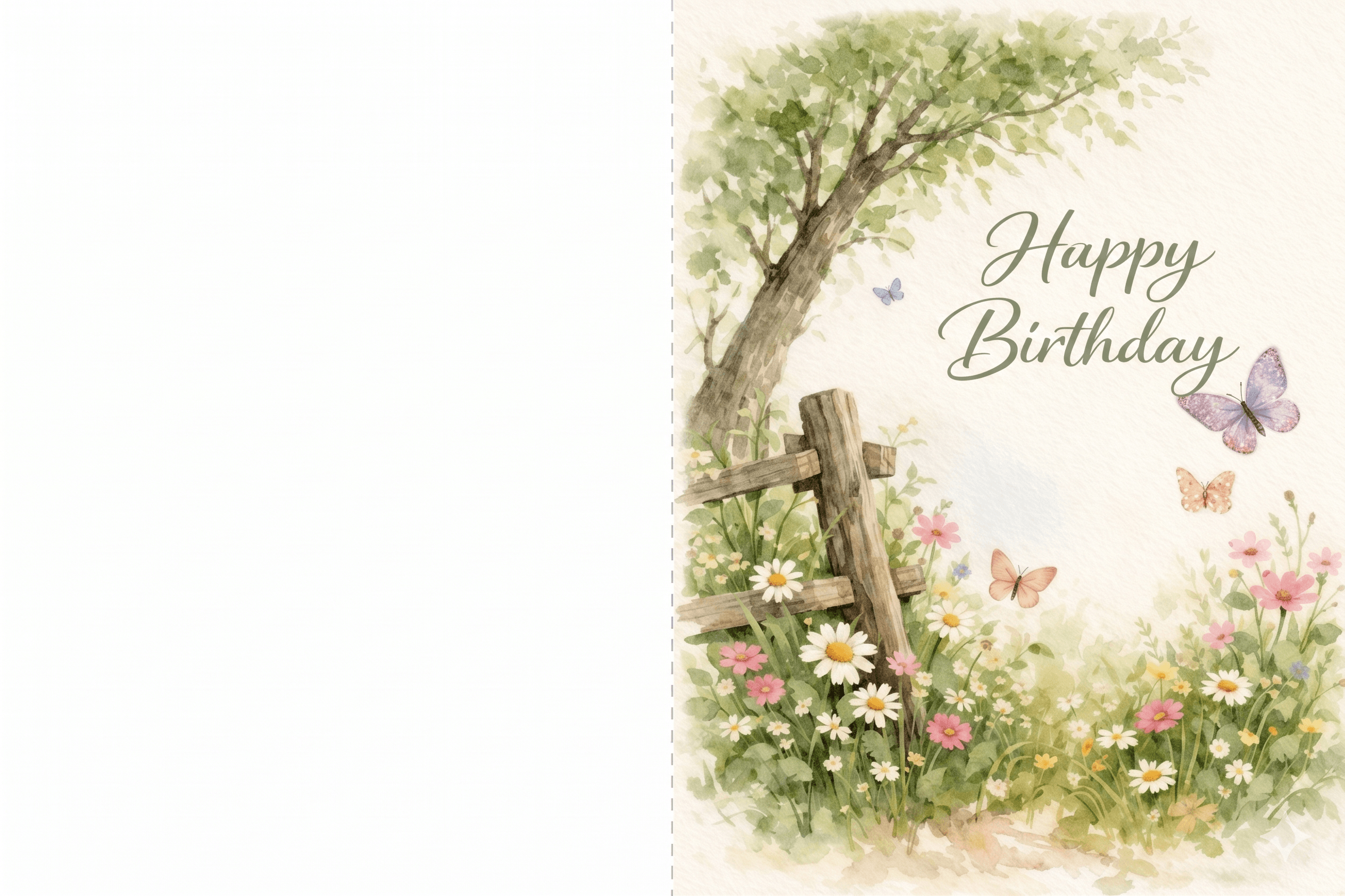 Happy Birthday Peaceful Wildflowers Printable Card