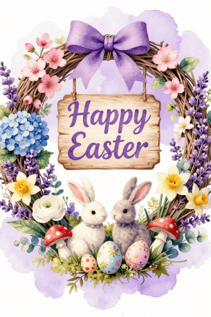 Happy Easter Wreath Purple Wreath