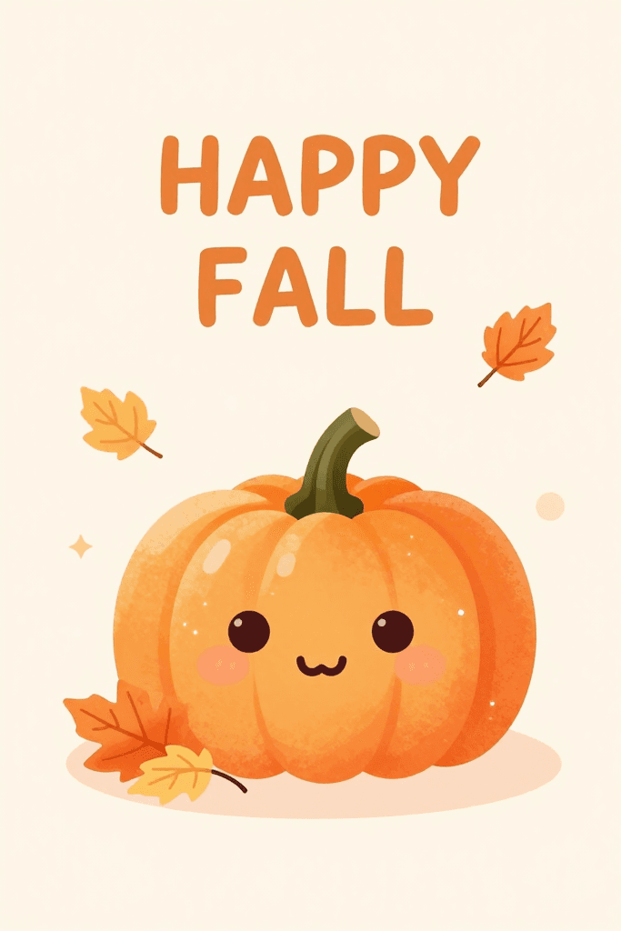 Happy Fall Kawaii Pumpkin Ecard