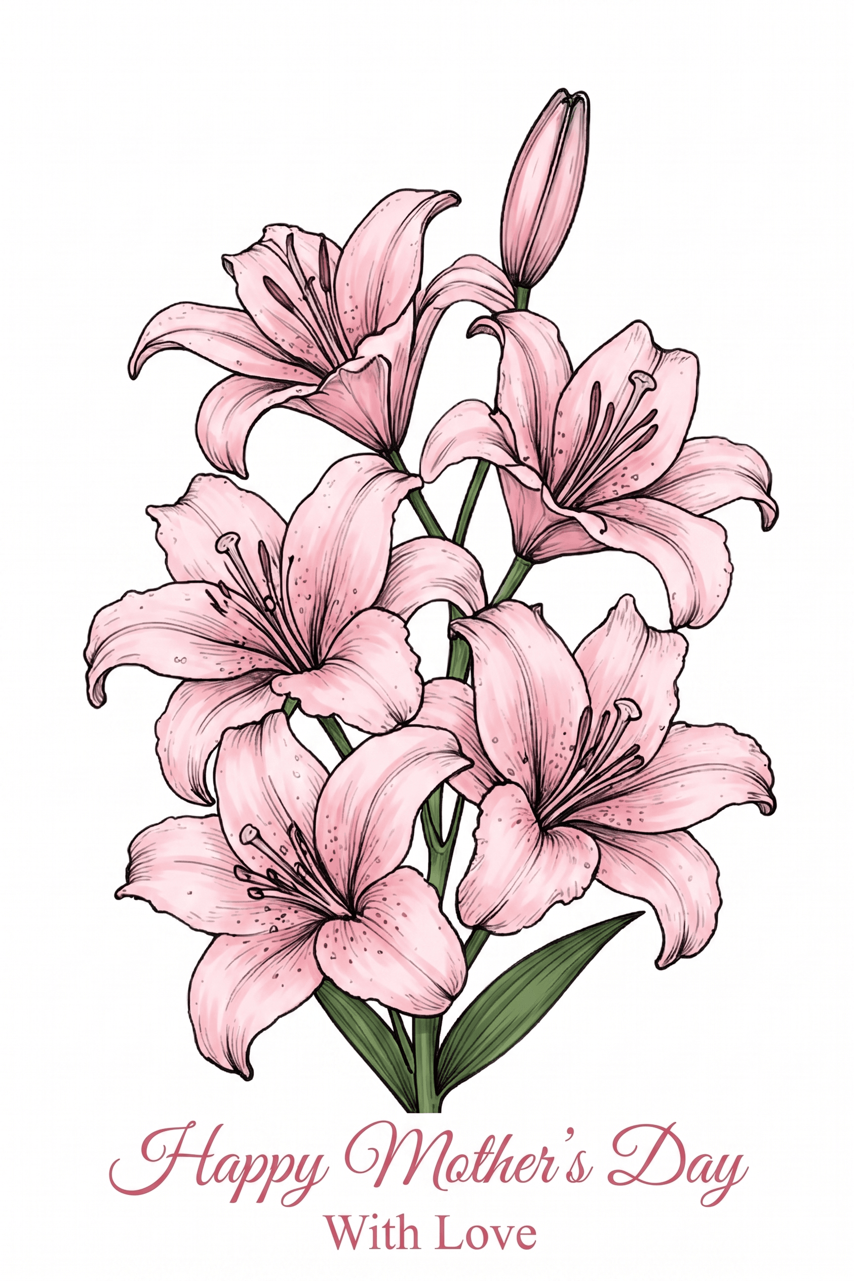 Happy Mother's Day Pink Lilies Ecard