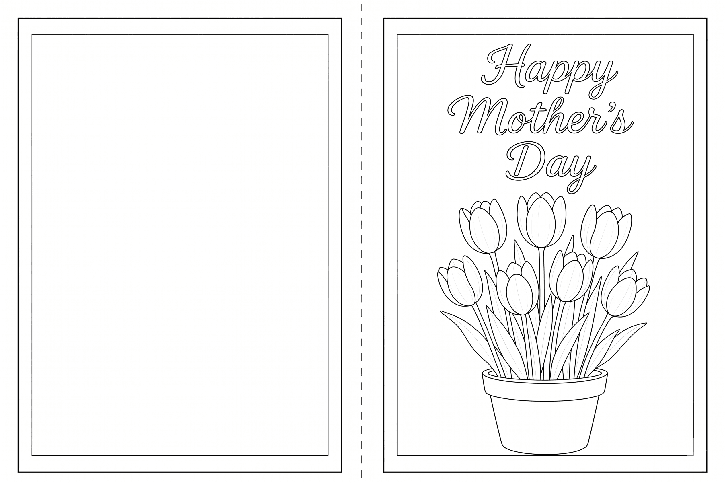 Happy Mother's Day Tulips Coloring Printable Card