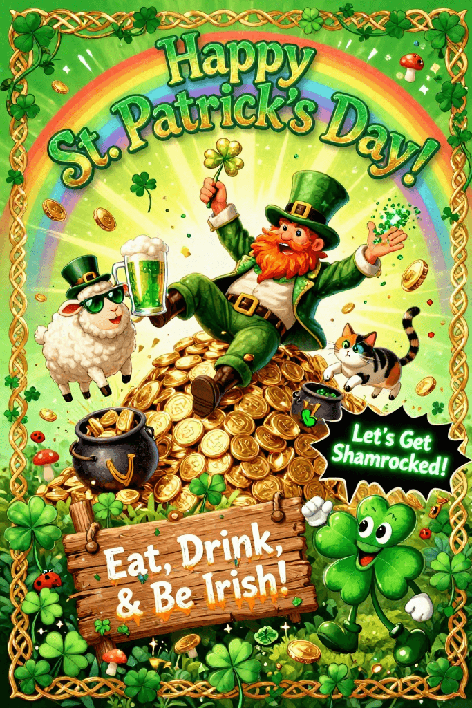 Happy St. Patrick's Day. Eat, Drink, and Be Irish Ecard