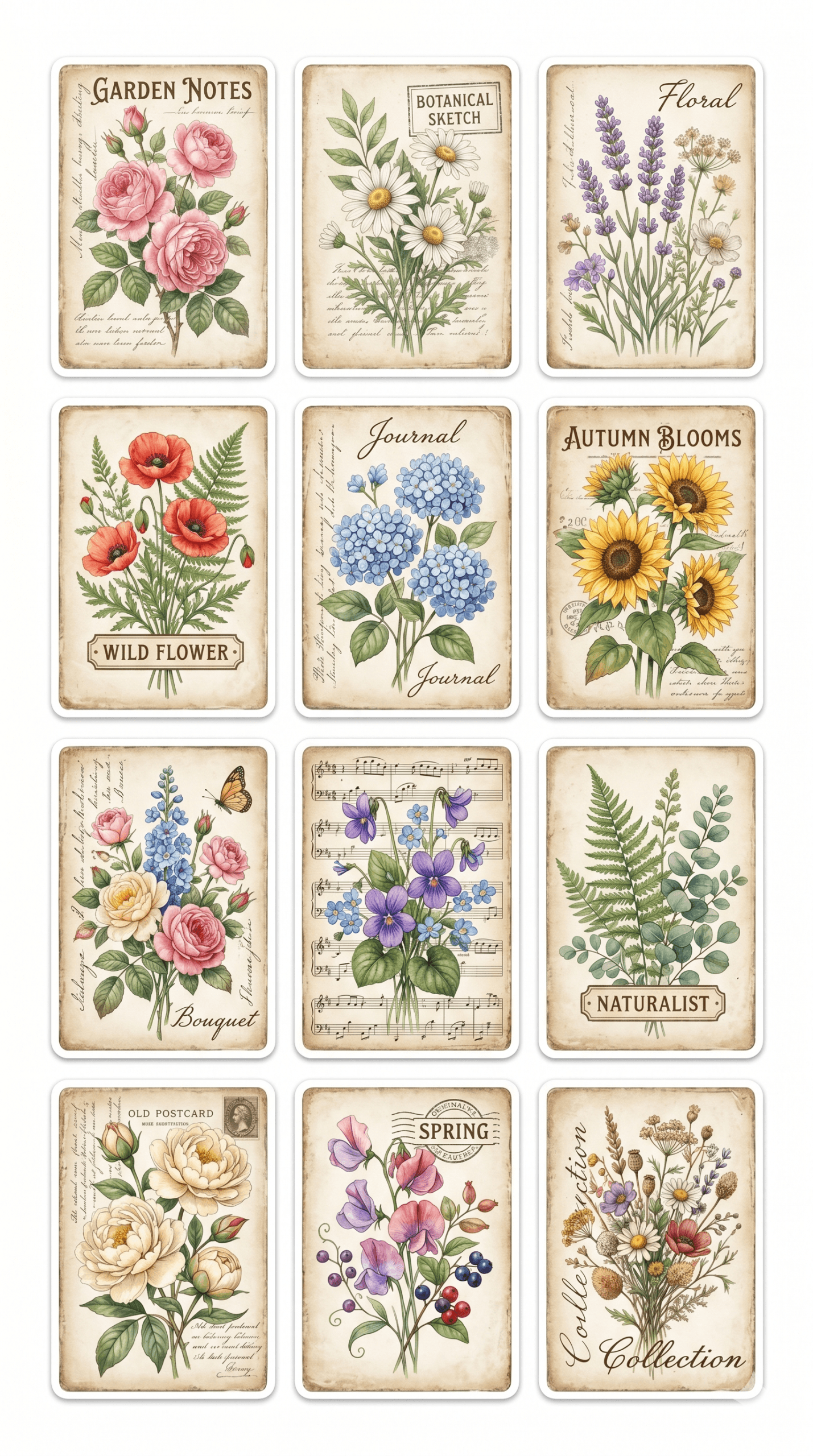 Garden Stamps Junk Journal Page Printable