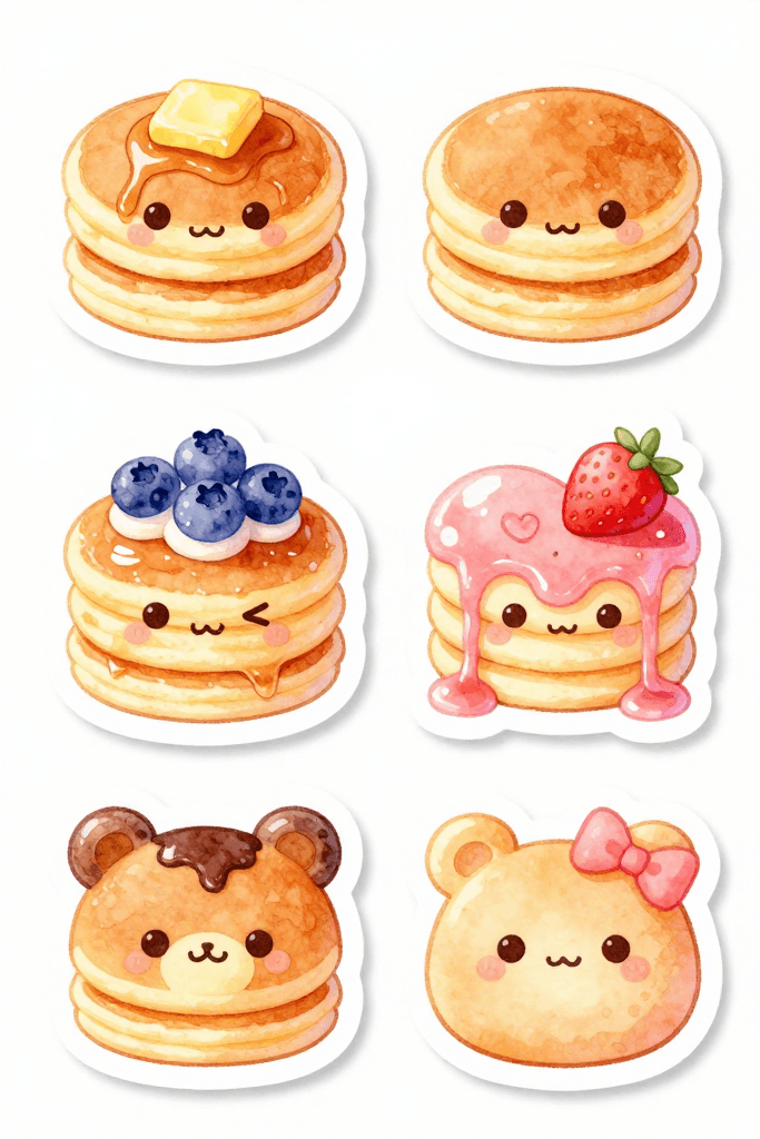 Kawaii Pancake Stickers Printable