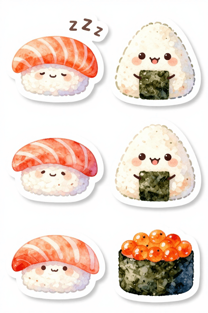 Kawaii Sushi Stickers Printable