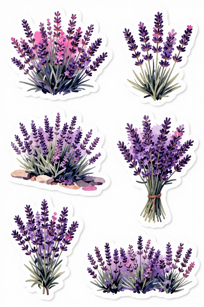 Lavender Bunch Stickers Printable