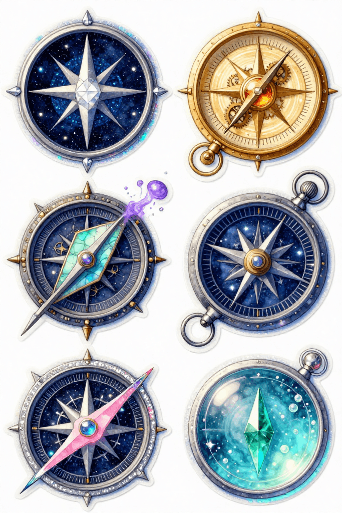Whimsical Compass Stickers Printable