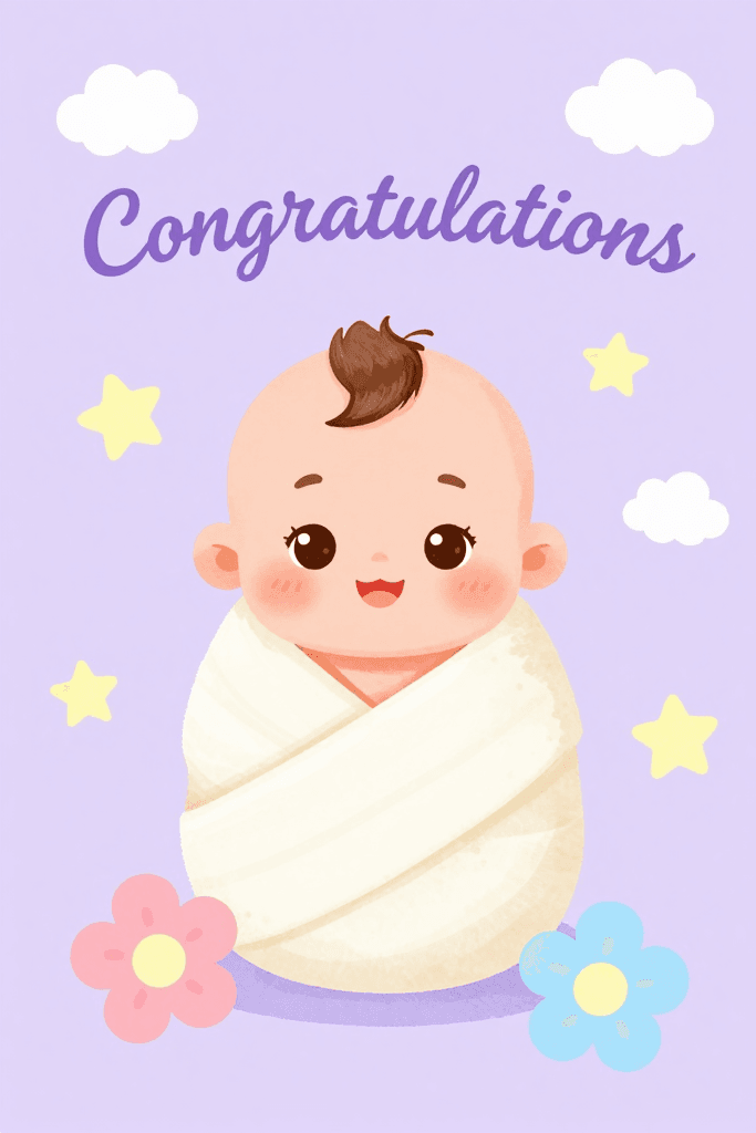 Kawaii New Baby Congratulations Ecard