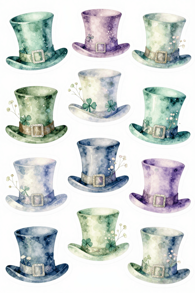 Pastel Leprechaun Hat Stickers Printable