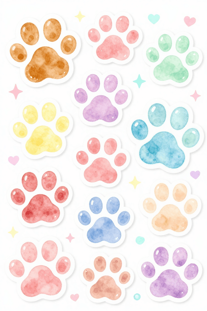 Pastel Paw Print Stickers Printable