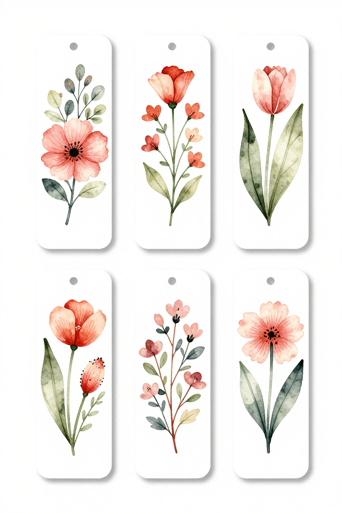 Pink Floral Bookmarks Printable