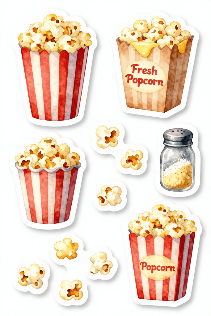 Popcorn Stickers Printable