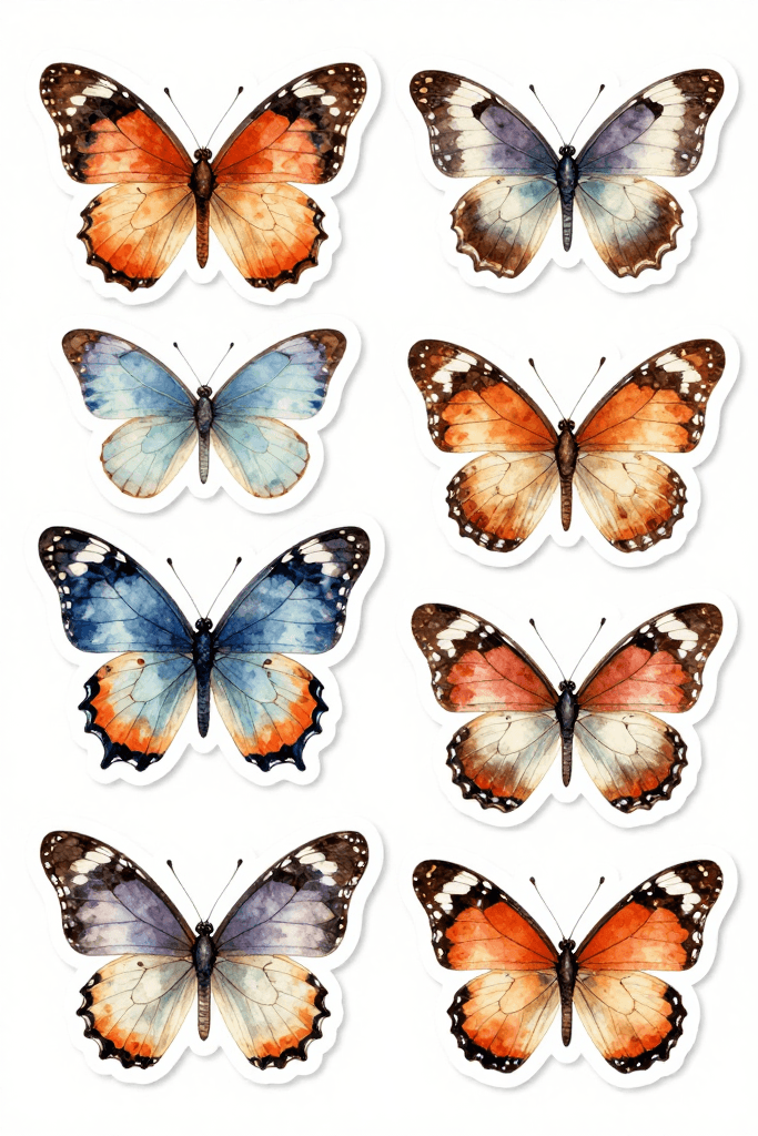 Pretty Butterflies Stickers Printable