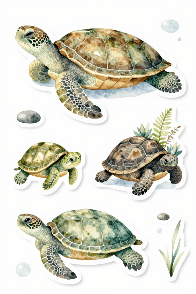 Sea Turtle Stickers Printable