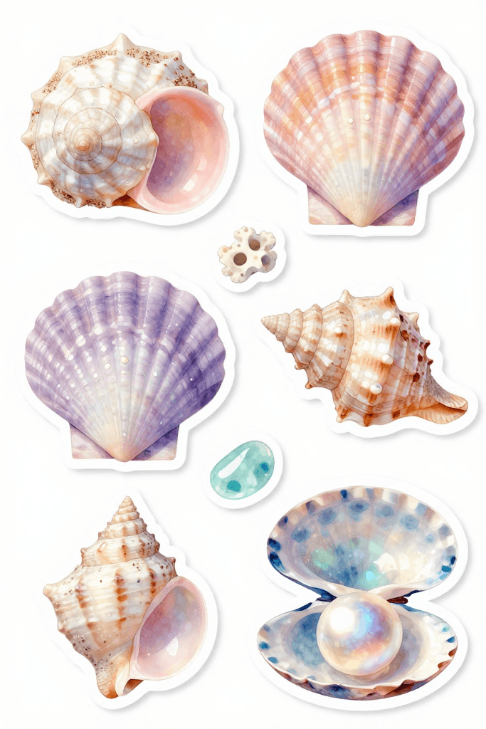 Sea Shell Stickers Printable