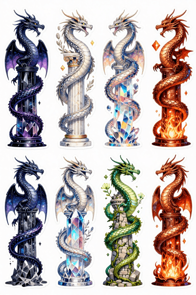 Dragon Column Stickers 2 Printable