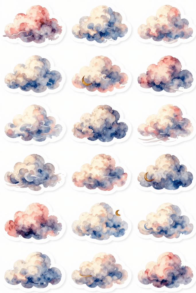 Small Cloud Stickers Printable
