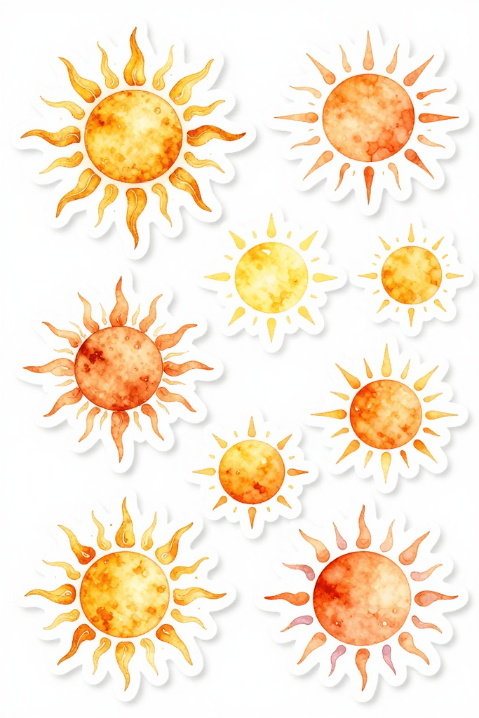 Small Sun Stickers Printable