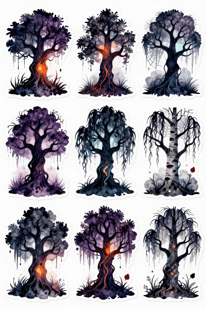 Spooky Tree Stickers Printable
