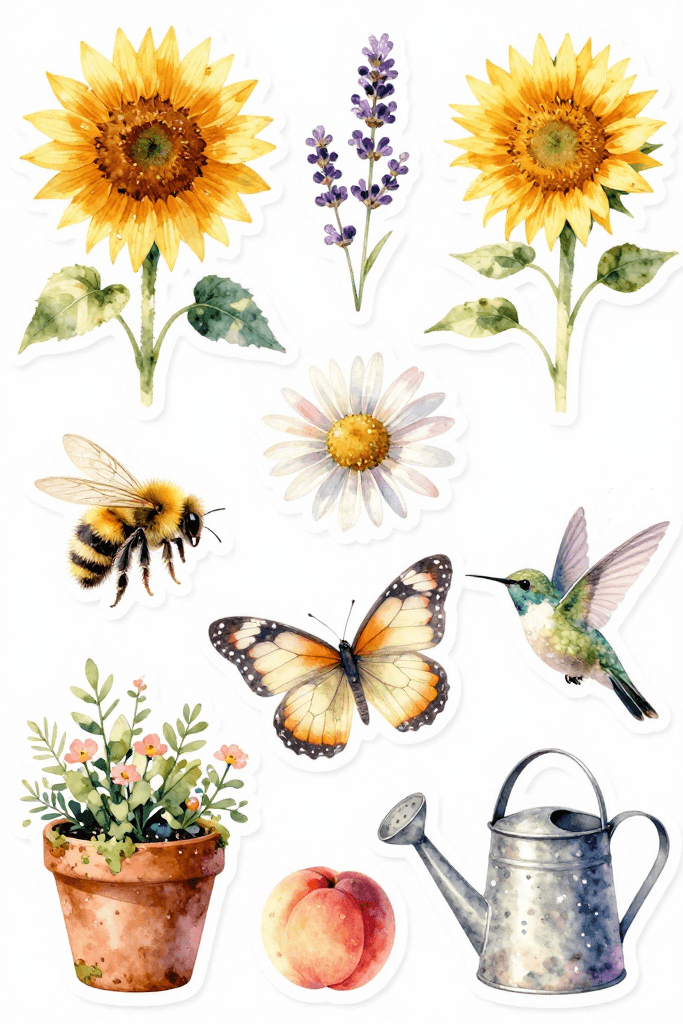 Summer Garden Stickers Printable