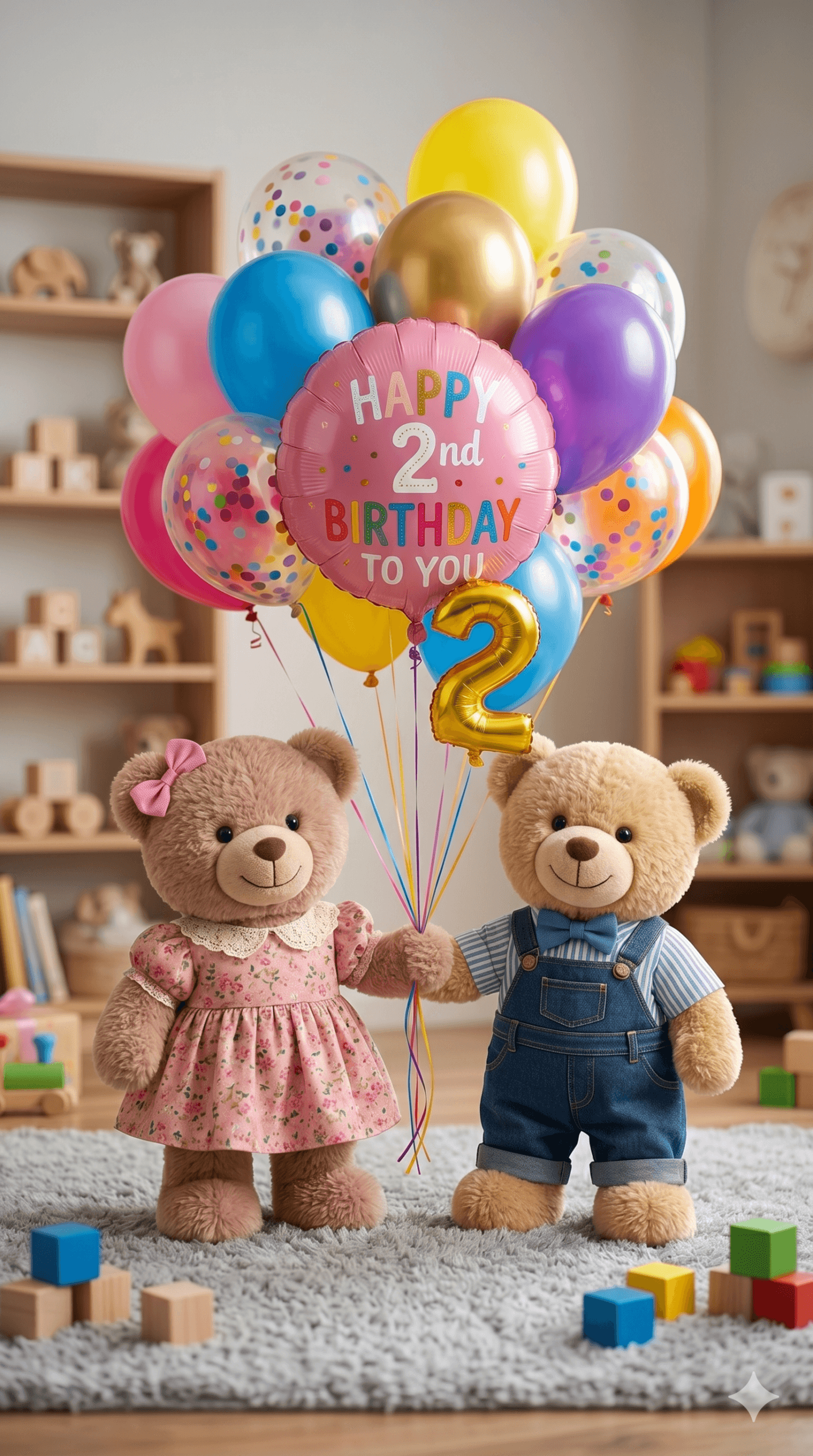 Happy 2nd Birthday Teddy Bears Ecard