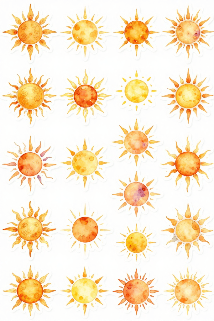 Tiny Sun Stickers Printable
