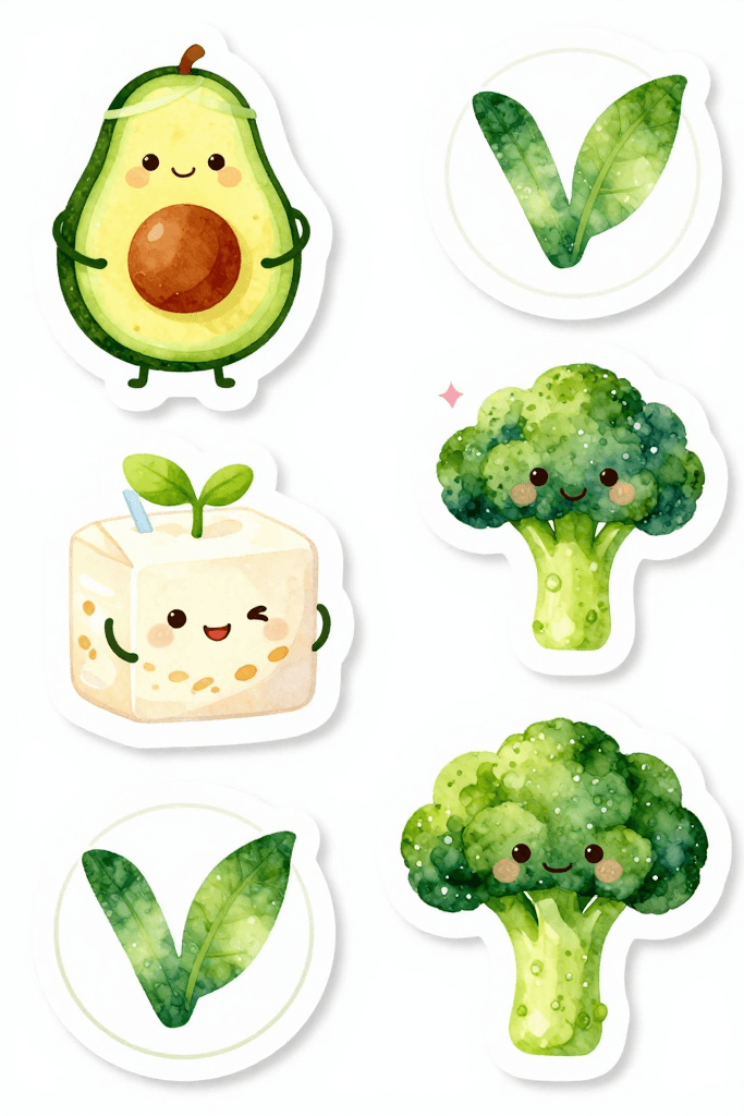 Cute Vegetarian Stickers Printable
