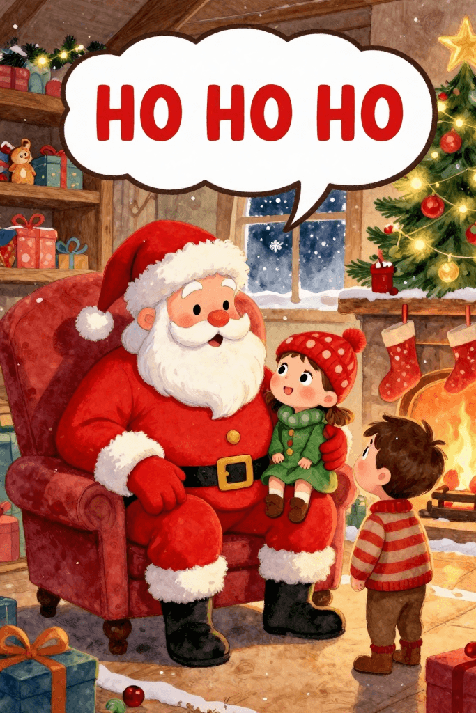 HO HO HO Santa With Kids Ecard