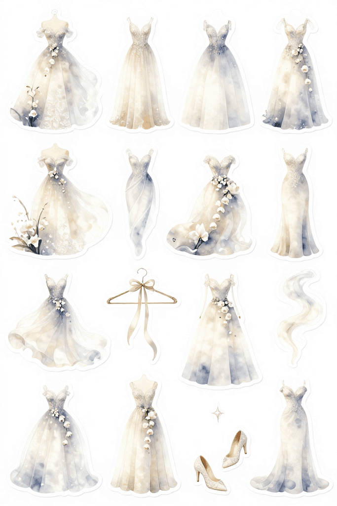 Wedding Dress Stickers 2 Printable