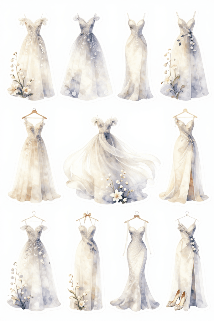 Wedding Dress Stickers Printable
