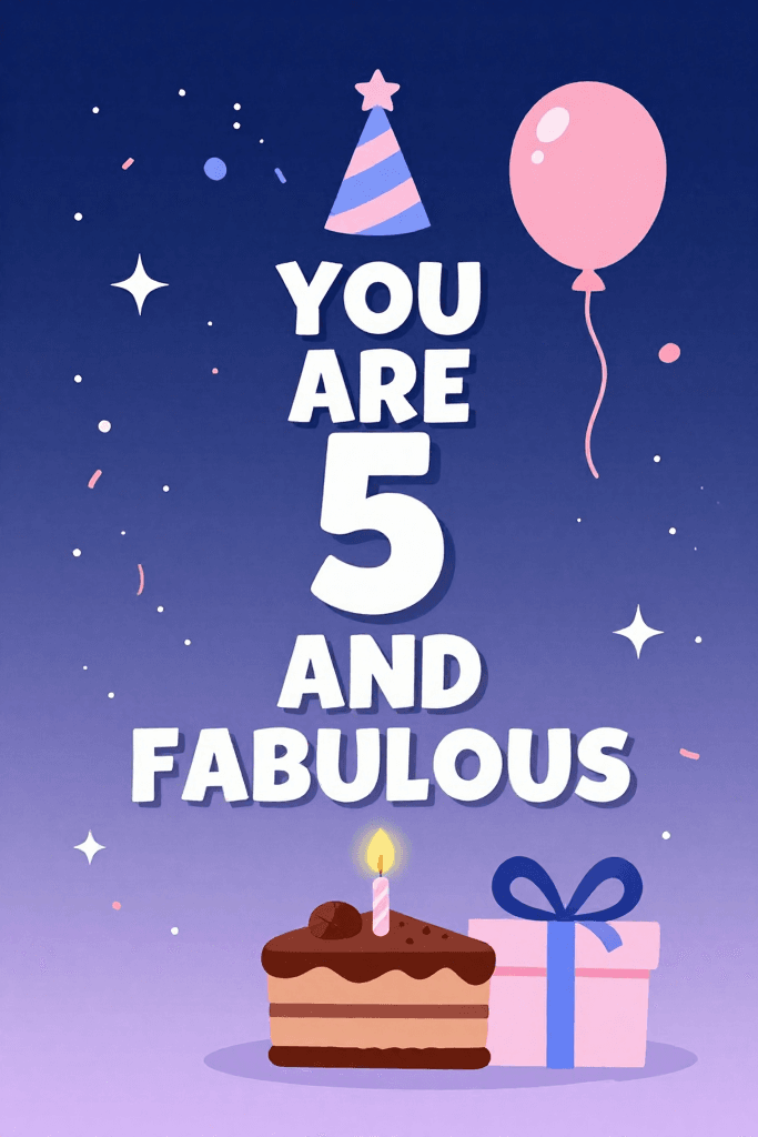 Happy Birthday Five And Fabulous - Pink Ecard