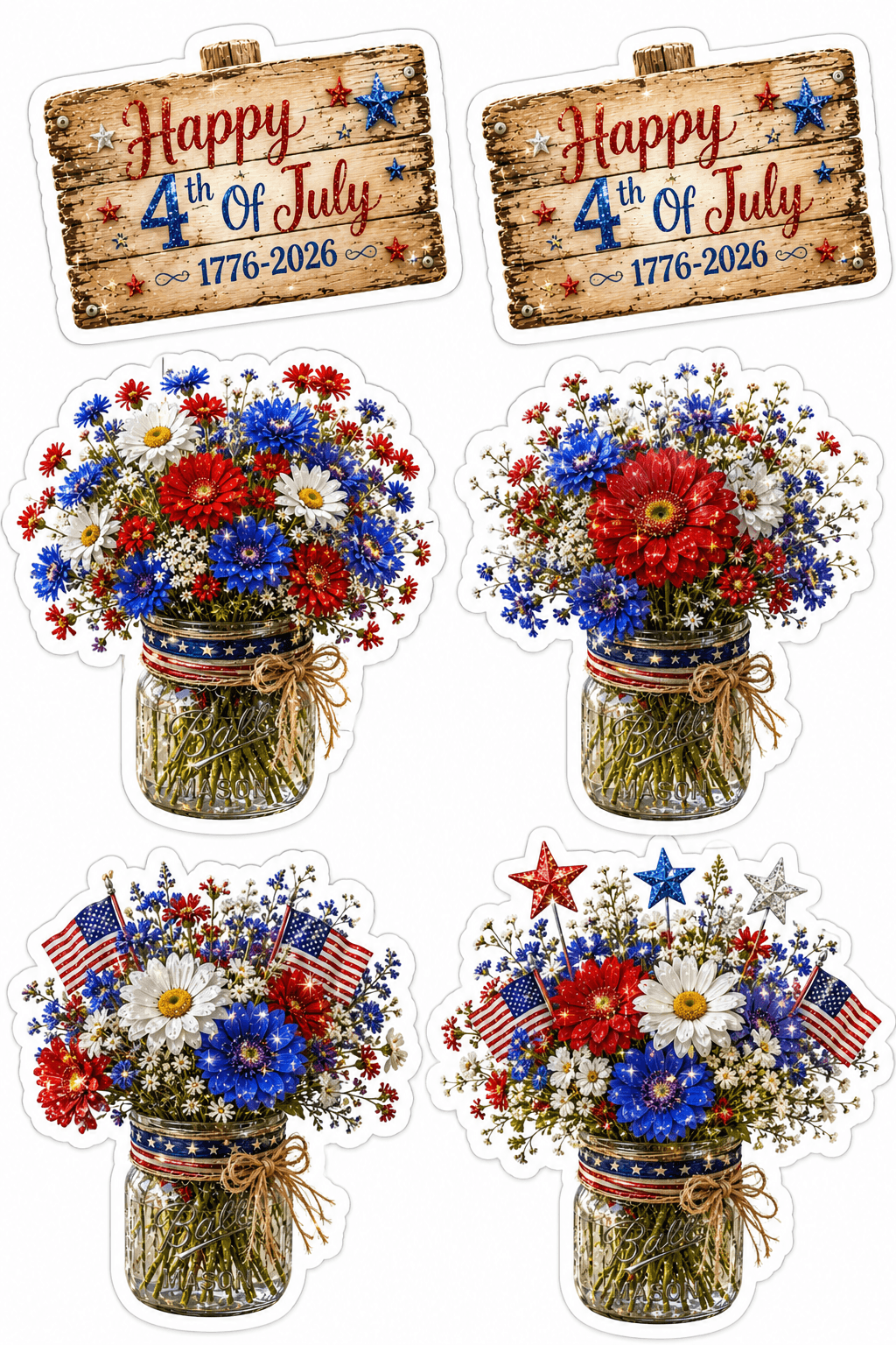 Happy 4th Of July Wildflower Stickers Printable