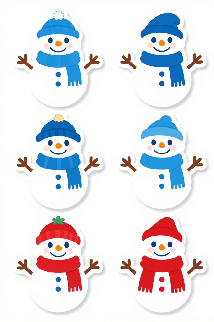 Adorable Snowman Stickers Printable