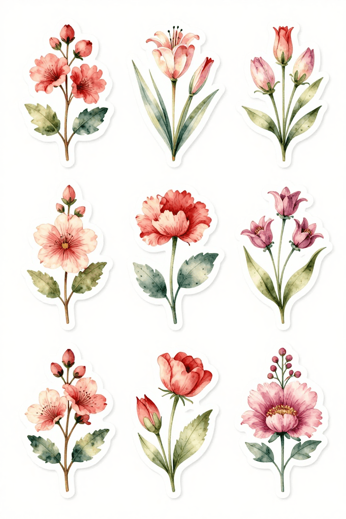 Beautiful Pink Flower Stickers Printable