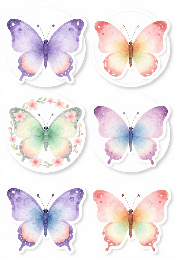 Circular Butterfly Stickers 2 Printable
