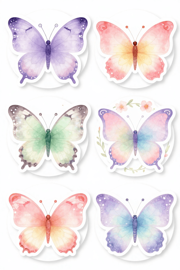 Circular Butterfly Stickers Printable