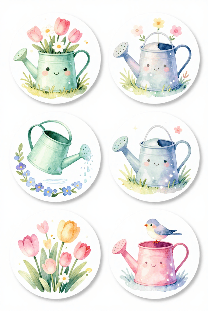 Circular Watering Can Stickers 2 Printable
