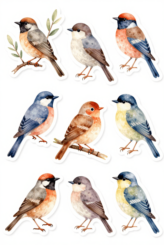 Colorful Bird Stickers Printable