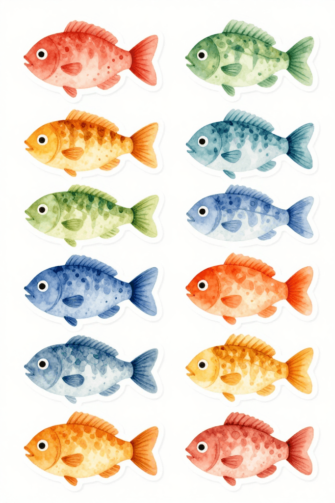 Colorful Fish Stickers Printable