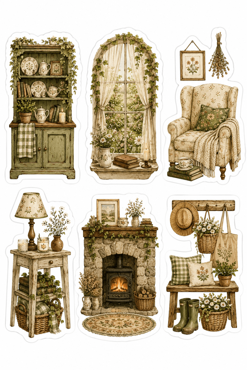 Cottage Core Decor Stickers Printable