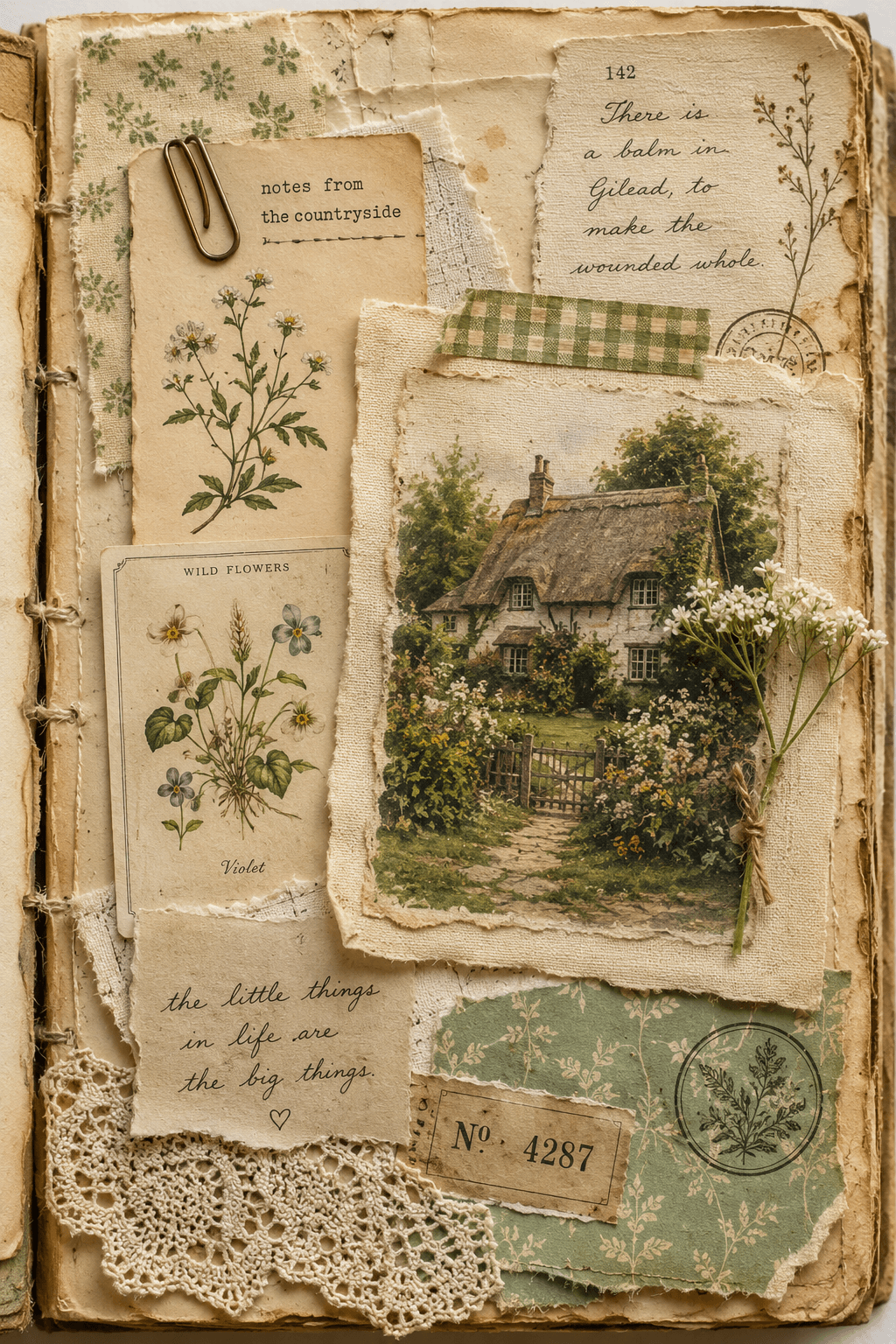 Cottage Core Junk Journal Page Printable