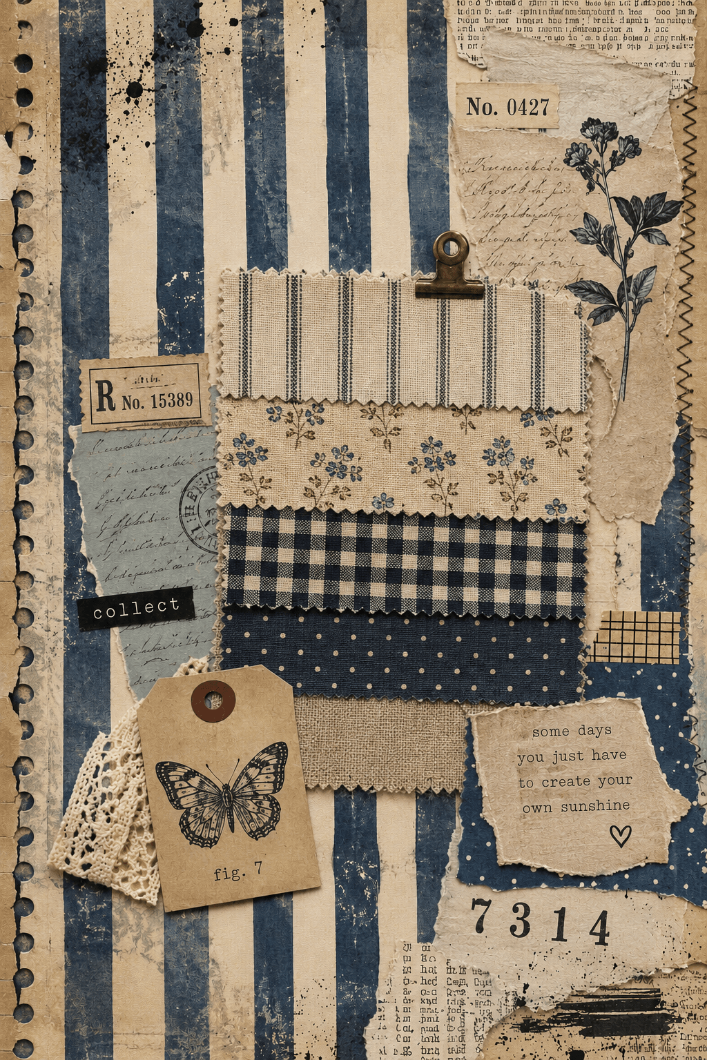 Dark Blue Junk Journal Page Printable