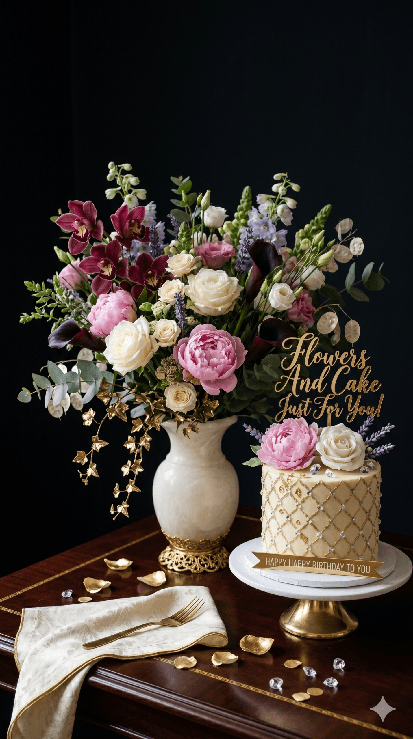 Flowers And Cake Just For You Ecard