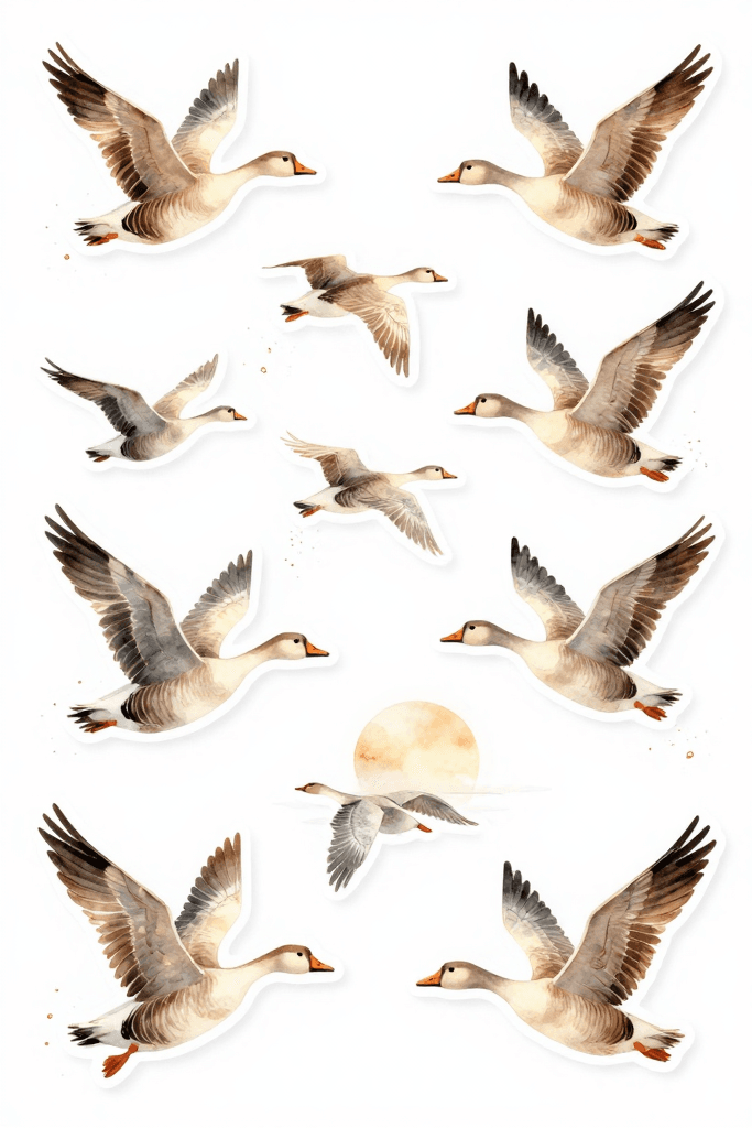 Fall Geese Stickers Printable